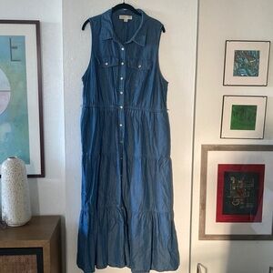 Michael Kors Blue Sleeveless Maxi Dress